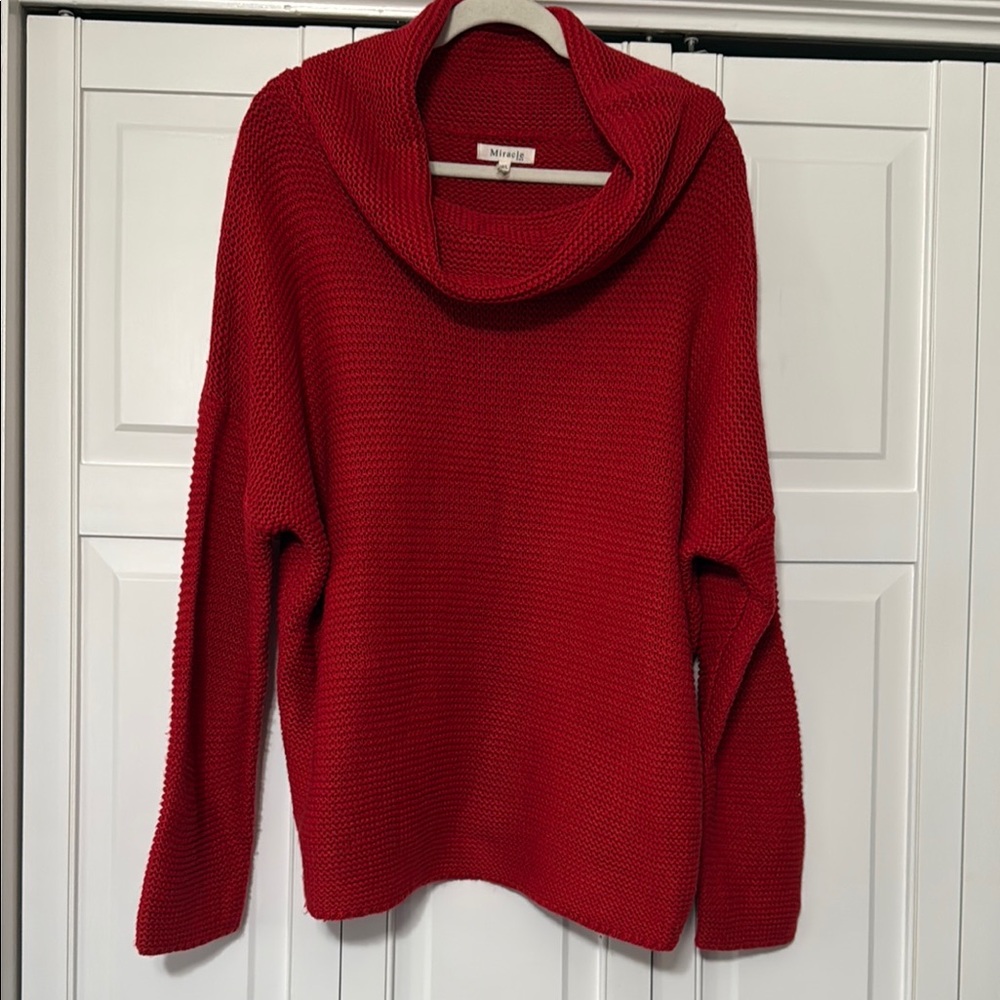 Miracle Red Cowl Neck Sweater with Oversized Fit and Long Sleeves